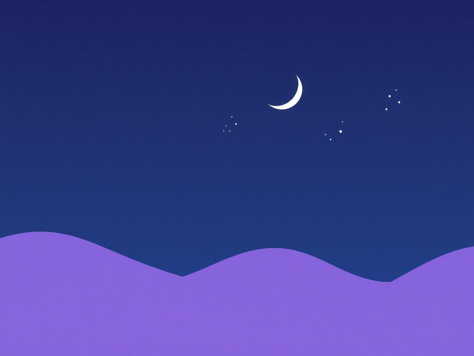 Ilustración serena de una noche con luna y estrellas